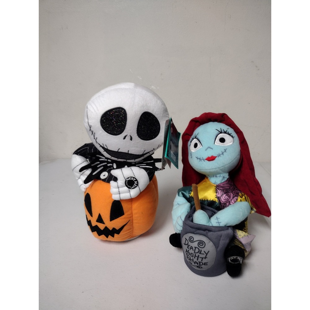 Disney Nightmare Before Christmas Animated Jack Skellington & Sally‎ Plush Set
